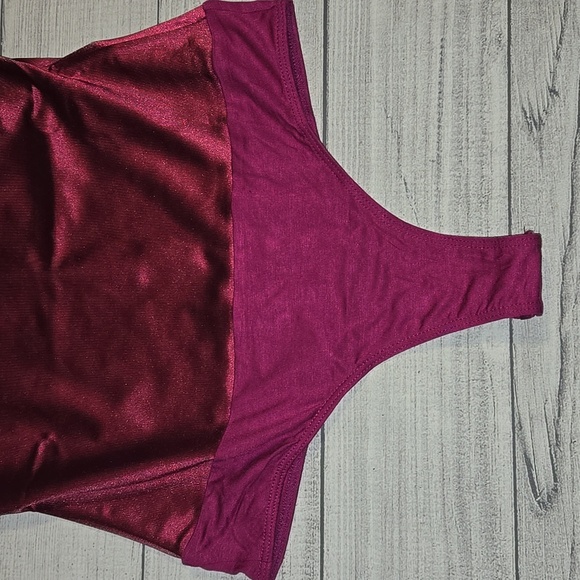 Lulus Women's Satin Bodysuit Burgundy/Pink Size M NWT - Picture 4 of 8